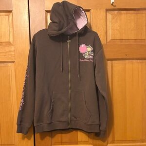 Brown Hoodie with Pink Accents